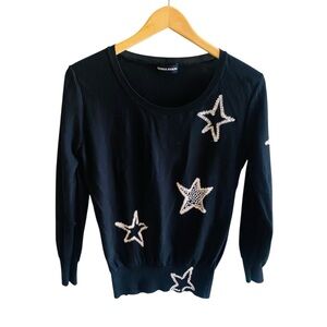 SONDRA RYKIEL Black Knit Star Embellished Sweater